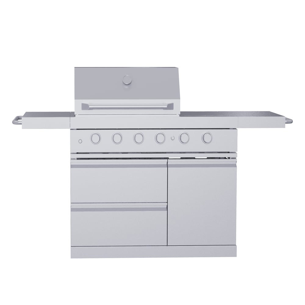 6-Burner 304 Stainless Steel Outdoor BBQ Grill, Electronic Ignition Portable Grill With Universal Wheels_voghion.com